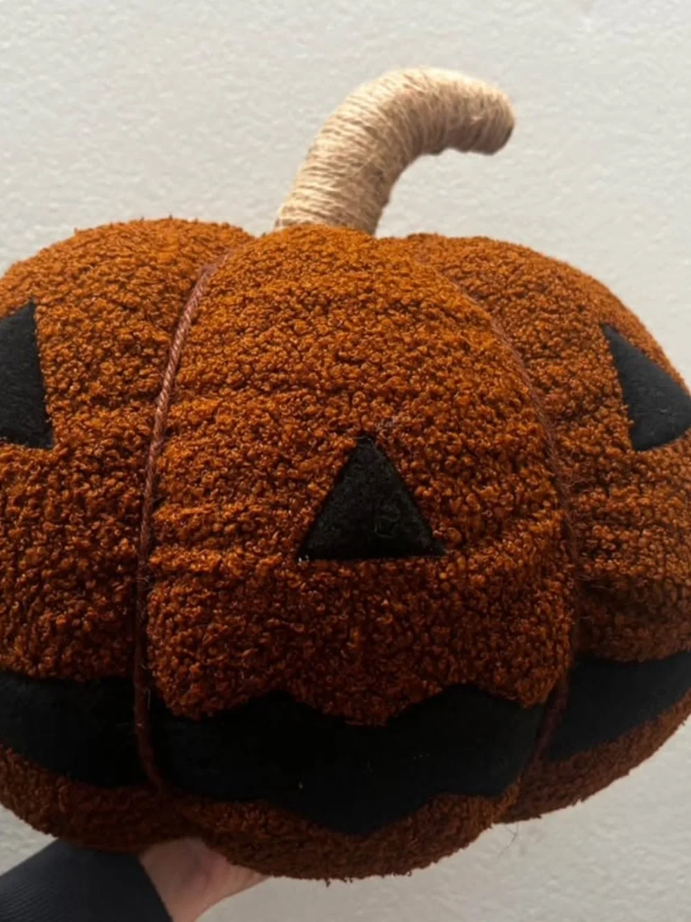 Plush Jack-O'-Lantern Pumpkin Pillow - Rust Orange with Black Face